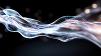 Ethereal smoke swirls creating abstract flowing shapes against dark background with bokeh light effects, capturing dynamic movement and mysterious atmosphere.
