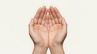 Open cupped hands gesture isolated on light background showing palms in receiving or offering position for prayer meditation charity concepts.