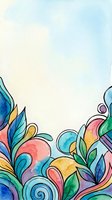 Colorful watercolor floral border with swirls and leaves on a light blue background, perfect for cards, posters, and social media templates.