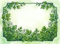 Ornamental green leaf border frame with decorative botanical elements and white flowers, isolated on cream background, ready for design, invitations, certificates, and creative projects.