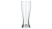 Empty tall beer glass isolated on white background, transparent glassware for pub, brewery, and beverage menu designs.