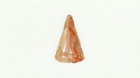Isolated copper metallic cone shape with translucent faceted surface and warm amber tones, ready for design projects, overlays, and digital compositions.