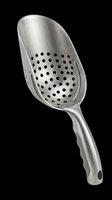 Stainless steel perforated scoop isolated on transparent background, ready for T-shirts, stickers, clipart, print on demand, and sublimation design use.