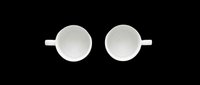 Pair of white ceramic mugs with handles, isolated on transparent background, ready for t-shirt designs, clipart, stickers, and print-on-demand products.