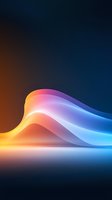 Abstract flowing waves of light in orange, pink and blue colors creating dynamic curved lines against dark background, suitable for modern tech designs and backgrounds.