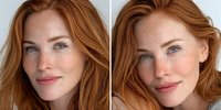 Young redhead woman with freckles and blue eyes showing natural beauty in portrait photography for skincare and cosmetic advertising campaigns.