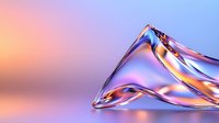 Smooth flowing liquid metal surface with iridescent pink and blue gradient reflections creates elegant abstract waves against soft pastel background.