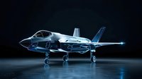 Stealth fighter jet with glowing blue neon outlines on dark background, futuristic military aircraft concept for aviation and defense design.