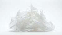 Crumpled translucent plastic bag isolated on white background, suitable for environmental awareness campaigns, recycling education, and waste management illustrations.