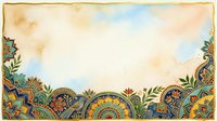 Vintage ornamental border with intricate mandala patterns and botanical elements on aged paper background, suitable for invitations, certificates, and decorative design projects.