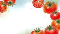 Fresh ripe tomatoes watercolor border frame with copy space for text, organic vegetables illustration for cooking and healthy food design.