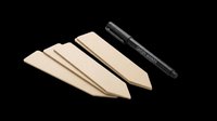 Wooden craft knives and black marker pen isolated on transparent background, ready for design use on t-shirts, clipart, stickers, and print-on-demand products.