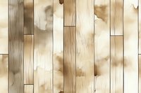 Rustic wooden planks with sepia watercolor stains creating abstract pattern on light beige background, seamless texture for interior design and decoration.