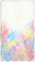Watercolor frame border with pastel rainbow colors and decorative floral ornaments on white background for wedding invitations and greeting cards.