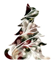 Abstract geometric wolf silhouette with flowing organic shapes in earth tones and burgundy colors isolated on white background for modern design.