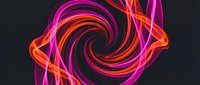Abstract neon spiral energy waves in vibrant pink and orange colors creating dynamic swirling motion on dark background for modern digital art projects.