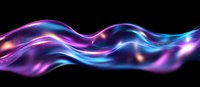 Luminous flowing waves in purple and blue neon colors with glowing light effects on black background, abstract dynamic motion design element.