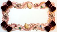 Ornate rose gold frame with burgundy velvet bows, gemstone accents, and gold filigree details. Elegant border design for luxury invitations, greeting cards, and premium stationery projects.