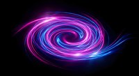 Neon spiral energy vortex with glowing pink and blue light trails creating dynamic swirl motion on black background for digital art projects.