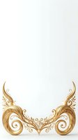 Ornate golden decorative frame with symmetrical scrollwork and flourishes, isolated on white background for design projects, invitations, and digital compositions.