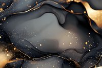 Luxurious black and gold marble abstract background with flowing liquid texture, glitter particles and elegant wavy patterns for luxury design projects.