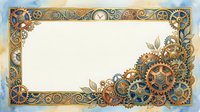 Ornate steampunk frame with golden gears, cogs, and decorative flourishes surrounding blank white space for text or design elements.
