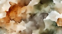 Abstract watercolor background in earthy tones of brown, gray and olive green creates soft flowing organic shapes with blended edges, suitable for artistic designs.