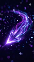 Abstract neon lightning bolt with glowing purple and blue energy streaks on dark background. Modern digital art for tech, gaming, and energy-related designs.
