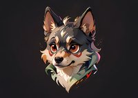 Artistic portrait of a wolf character with expressive red eyes and detailed fur in anime style, perfect for gaming avatars, mascot designs or creative projects.