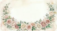 Watercolor floral wreath with blush pink and cream roses, eucalyptus leaves on soft beige background for wedding invitations and romantic designs.