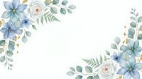 Watercolor floral frame with blue flowers, white roses and eucalyptus leaves on transparent background for wedding invitations and greeting cards.