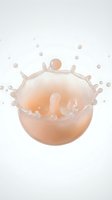 Peach colored liquid splash with crown formation and droplets on white background for beverage advertising and product design concepts.