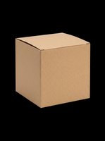 Closed kraft cardboard shipping box isolated on transparent background, ready for packaging design, e-commerce mockups, logistics graphics, and print-on-demand applications.