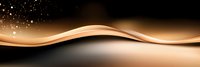 Elegant golden wave with sparkling particles flows across dark background creating luxurious abstract design element for modern layouts and presentations.