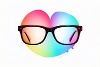 Rainbow gradient heart shape with black frame glasses overlay, vibrant multicolor background with smooth color transitions for modern design projects.