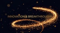 Innovation and breakthroughs concept with glowing golden light trails swirling on dark background, representing progress, transformation, and forward momentum for business presentations.