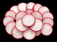 Sliced radishes with vibrant pink skin and white flesh, isolated on transparent background. Ready for culinary designs, food packaging, recipe graphics, print-on-demand products, and kitchen-themed clipart.