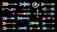 Colorful directional arrows with geometric patterns, chevrons, and decorative elements isolated on transparent background. Ready for clipart, t-shirt design, stickers, print-on-demand, and sublimation projects.