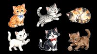 Cute kittens and cats collection isolated on transparent background, ready for t-shirt designs, stickers, clipart, print-on-demand products and sublimation projects.
