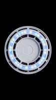 LED ceiling light fixture with blue ring lighting, isolated on transparent background, ready for design use in product mockups, e-commerce, and digital presentations.
