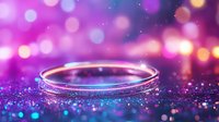 Elegant silver bracelet on sparkly surface with purple and blue bokeh lights background, luxury jewelry macro photography with dreamy glitter effect.