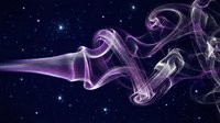 Purple smoke swirls against starry night sky background creating mystical atmospheric effect for digital art and fantasy design projects.