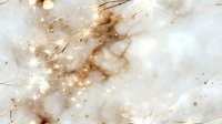 Dreamy abstract background with golden sparkles and delicate lines on soft white marble texture for luxury branding, wedding invitations, or festive designs.