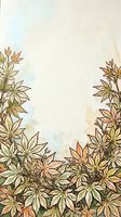 Autumn foliage border with hand-drawn leaves in warm tones on cream background. Watercolor-style botanical frame with fall colors ideal for stationery, invitations, and seasonal design projects.