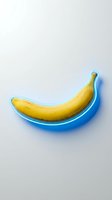 Ripe yellow banana enclosed in glowing blue neon tube on white background, isolated and ready for design use on merchandise, packaging, and digital projects.