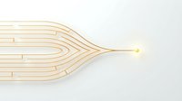 Glowing golden light rays converging to a single point, creating an abstract network pattern on white background. Isolated design element for technology, innovation, and communication concepts.