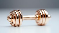 Copper rose gold barbell weight isolated on white background for fitness gym equipment design and sports merchandise applications.