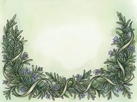 Ornamental botanical border frame with lavender flowers and green foliage on cream background, isolated design element suitable for invitations, certificates, and decorative layouts.