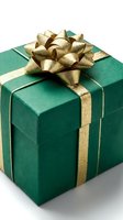 Elegant green gift box with luxurious gold ribbon and bow for Christmas, birthday celebrations, special occasions and holiday gifting traditions.