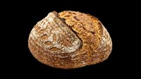Crusty artisan bread loaf isolated on transparent background, ready for bakery designs, menus, food packaging, t-shirt graphics, and print-on-demand products.